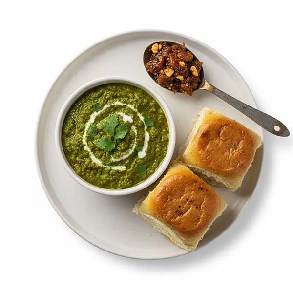 Hara Murgh Kheema Masala Pav with walnut & apricot chutney